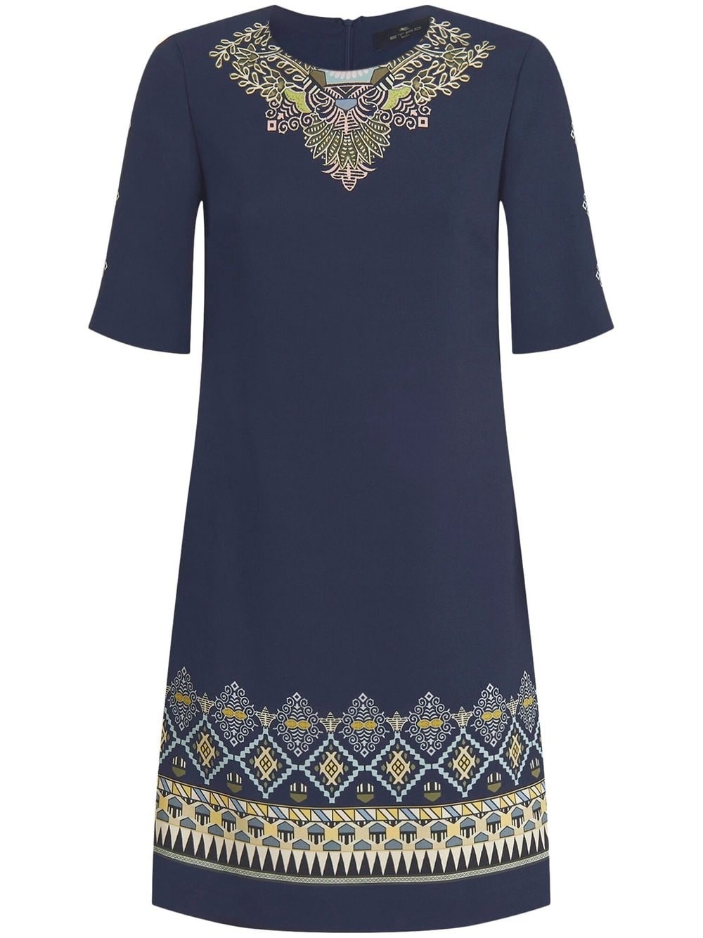 embroidered-design short-sleeve dress - 1