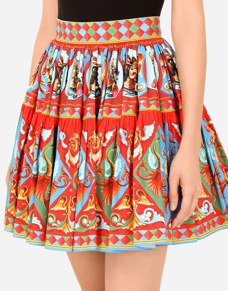 Short Carretto-print poplin skirt - 4