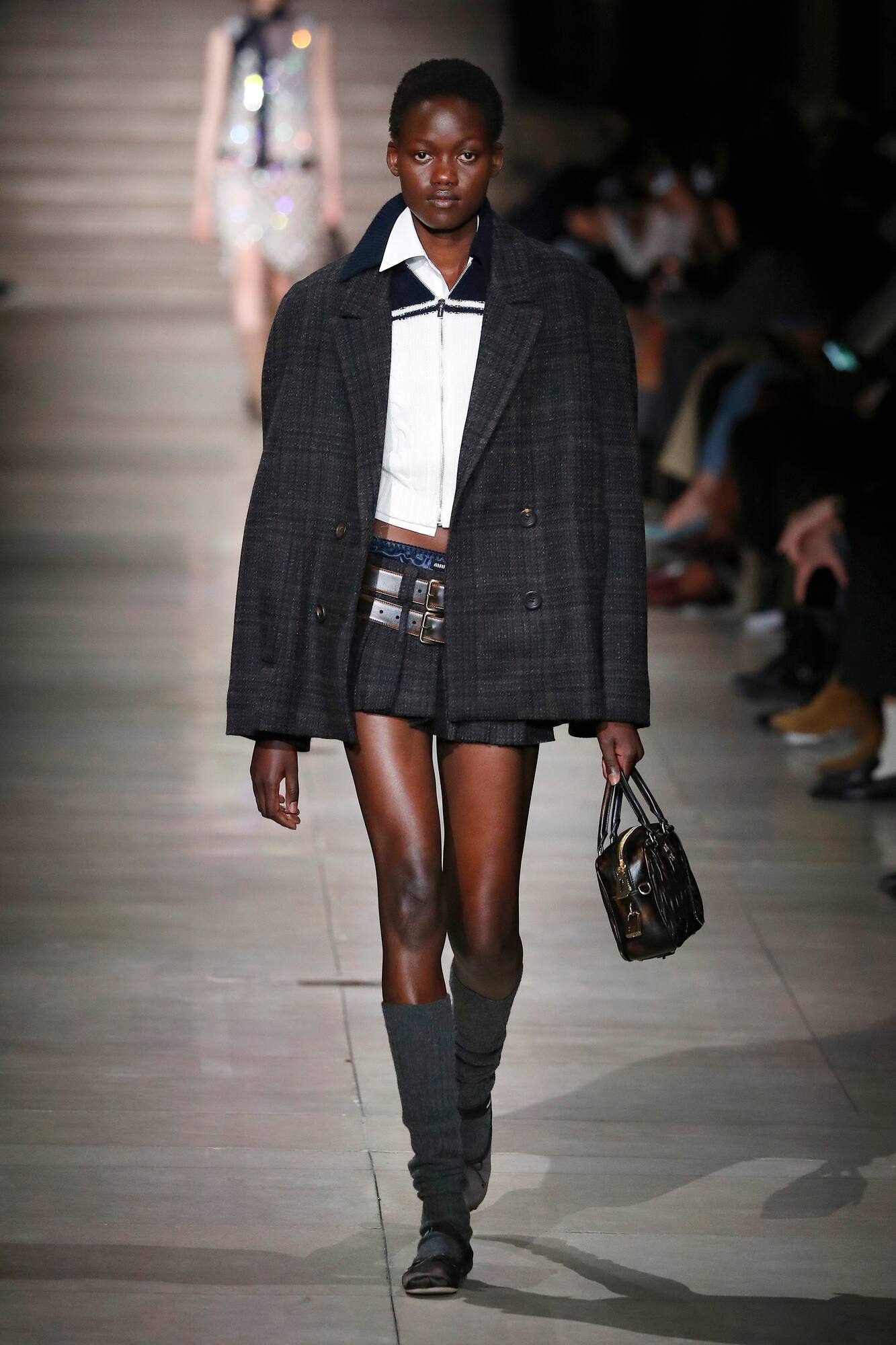 Checked pleated virgin wool miniskirt - 5