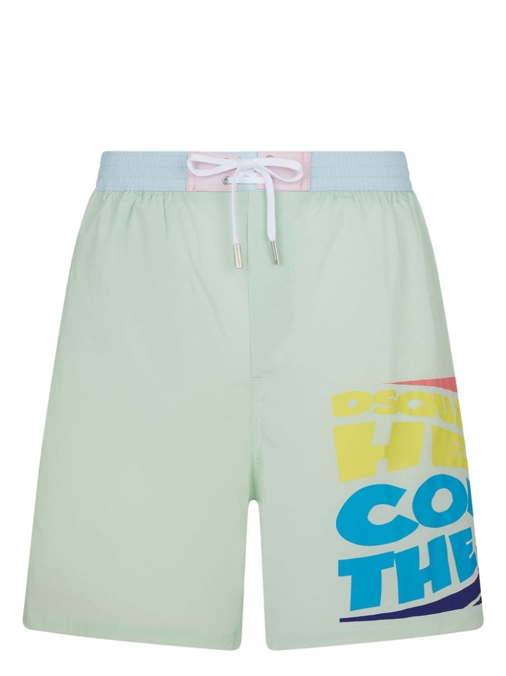 slogan-print swim shorts - 1