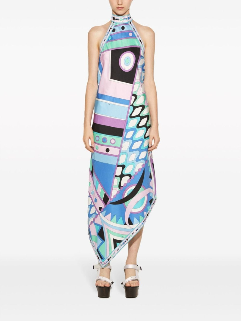 PUCCI Vivara-print halterneck silk dress outlook