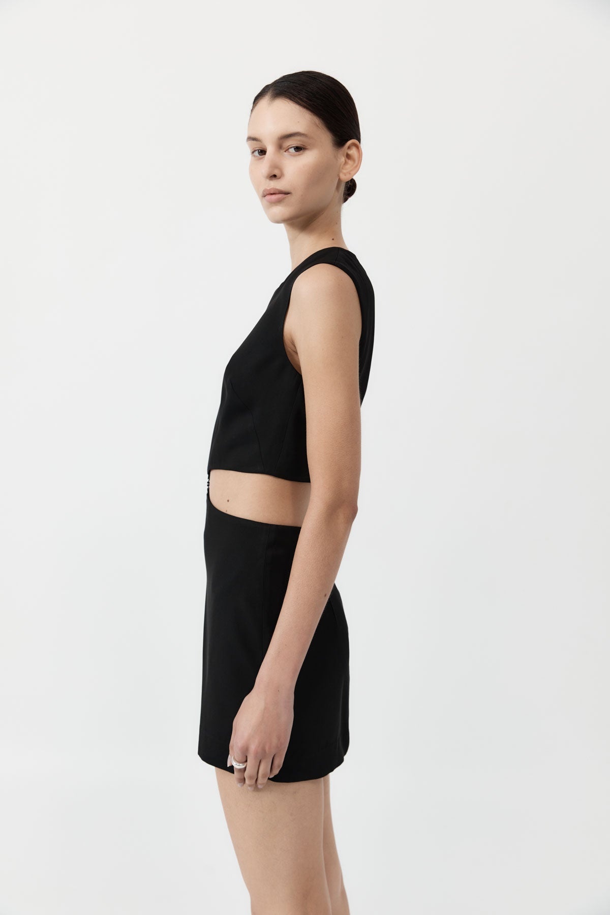 Clip Buckle Mini Dress - Black - 5