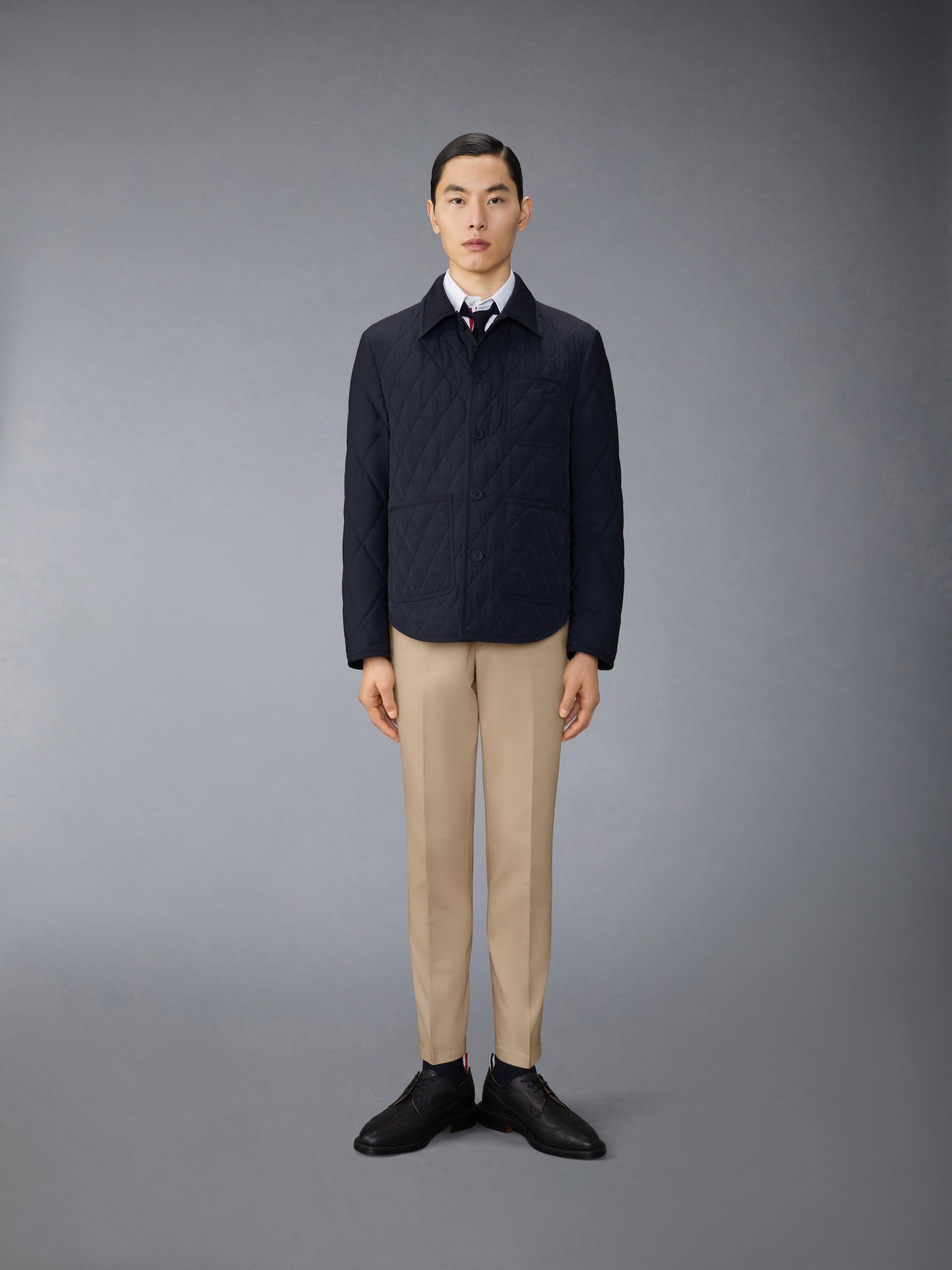 Poly Twill Quilted Applied Pockets and Self Tipping Shirt Jacket - 6