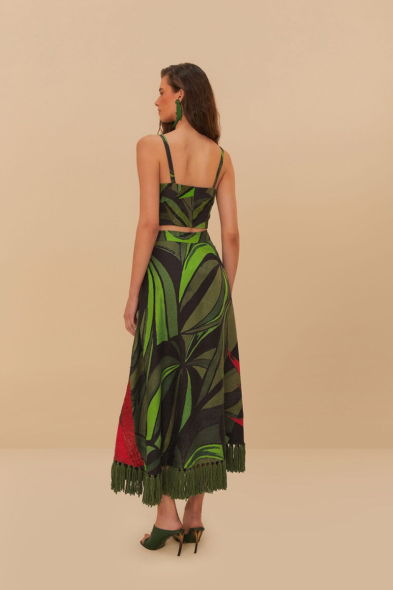 Black Coconut Tree Flow Embroidered Skirt 4