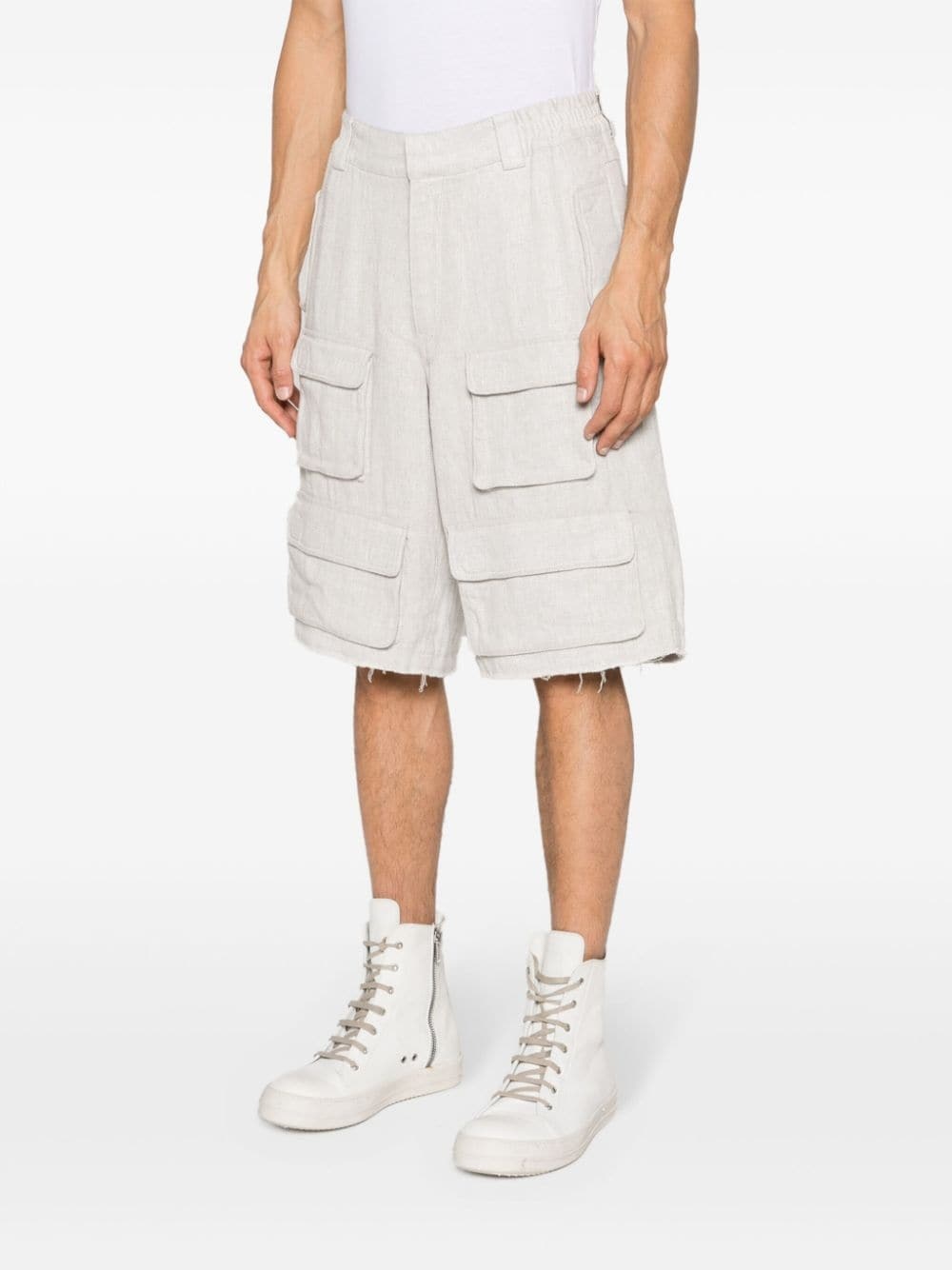 linen blend cargo shorts - 3