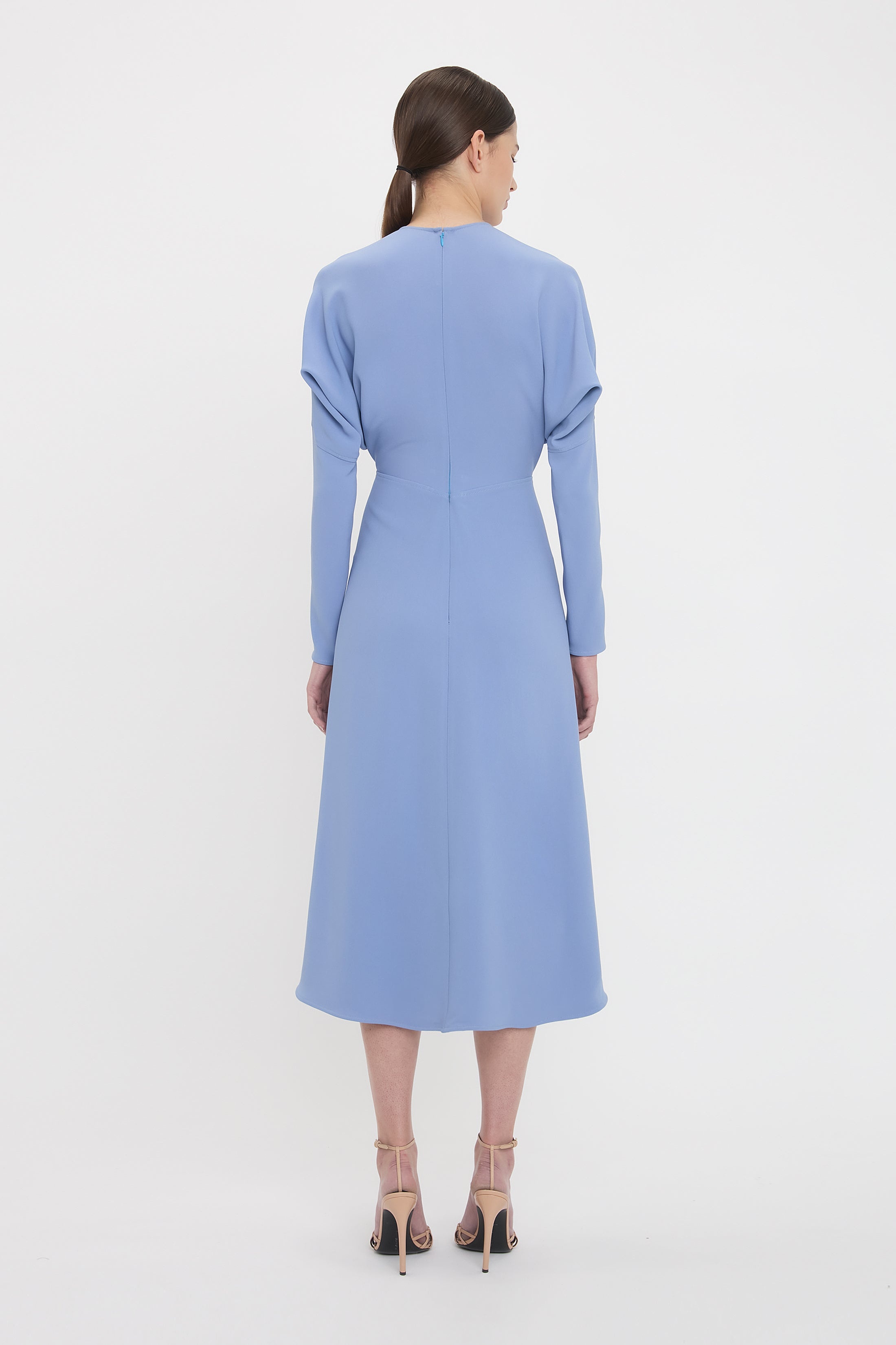 Long Sleeve Dolman Midi Dress In Bluebell - 4