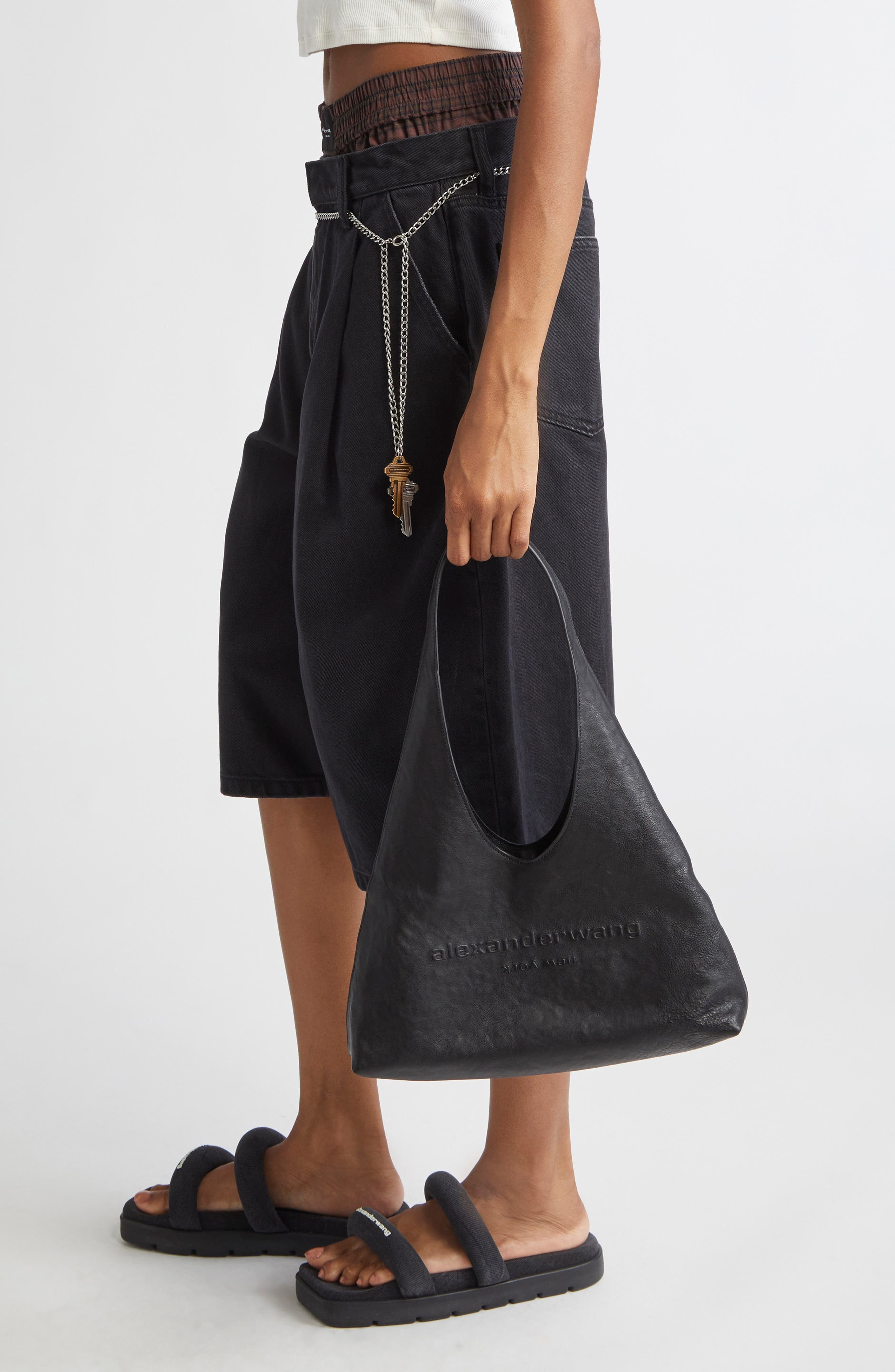 Alexander Wang Small Pike Leather Hobo Bag in Black at Nordstrom - 3