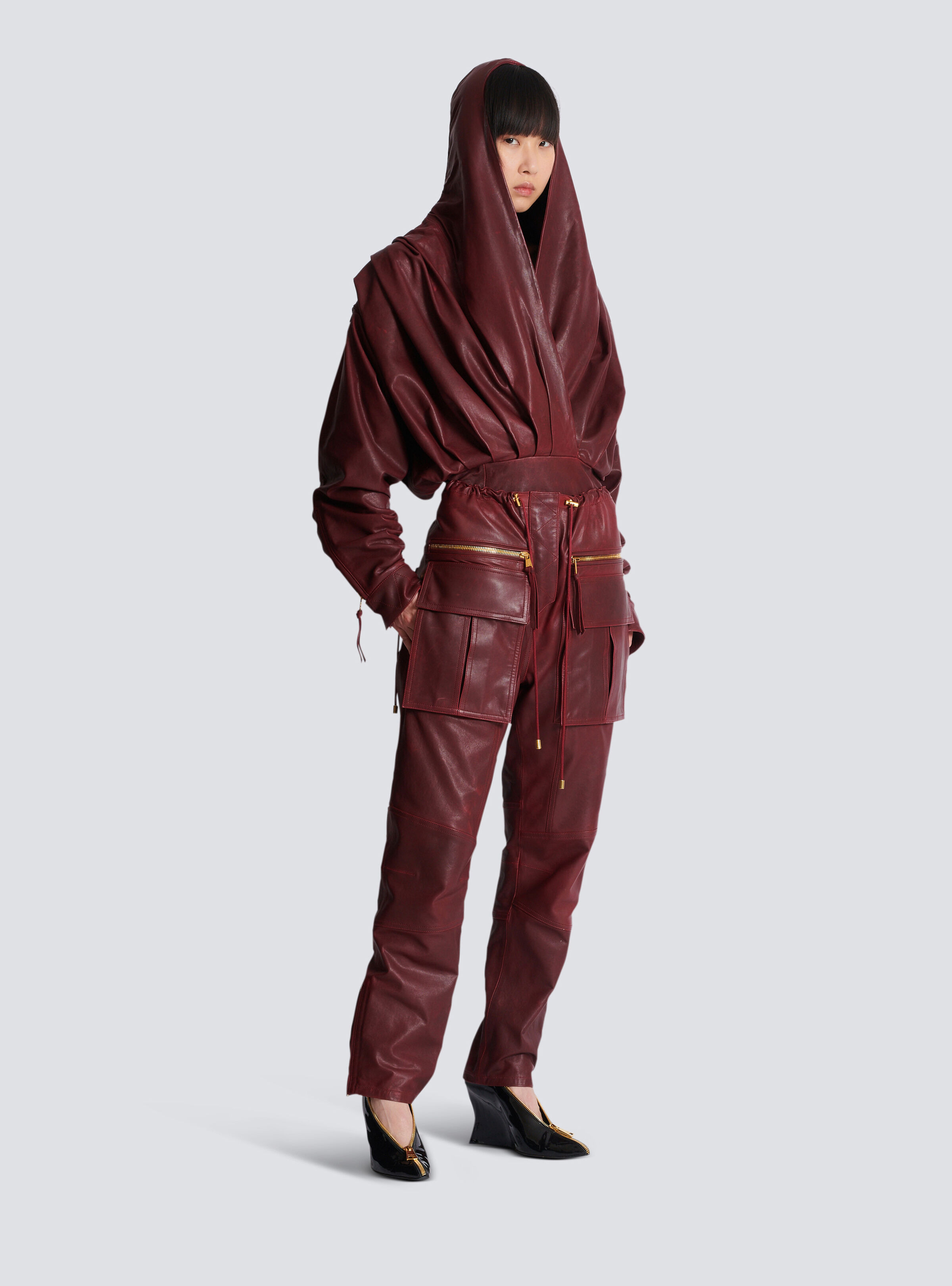Lambskin leather cargo pants - 3