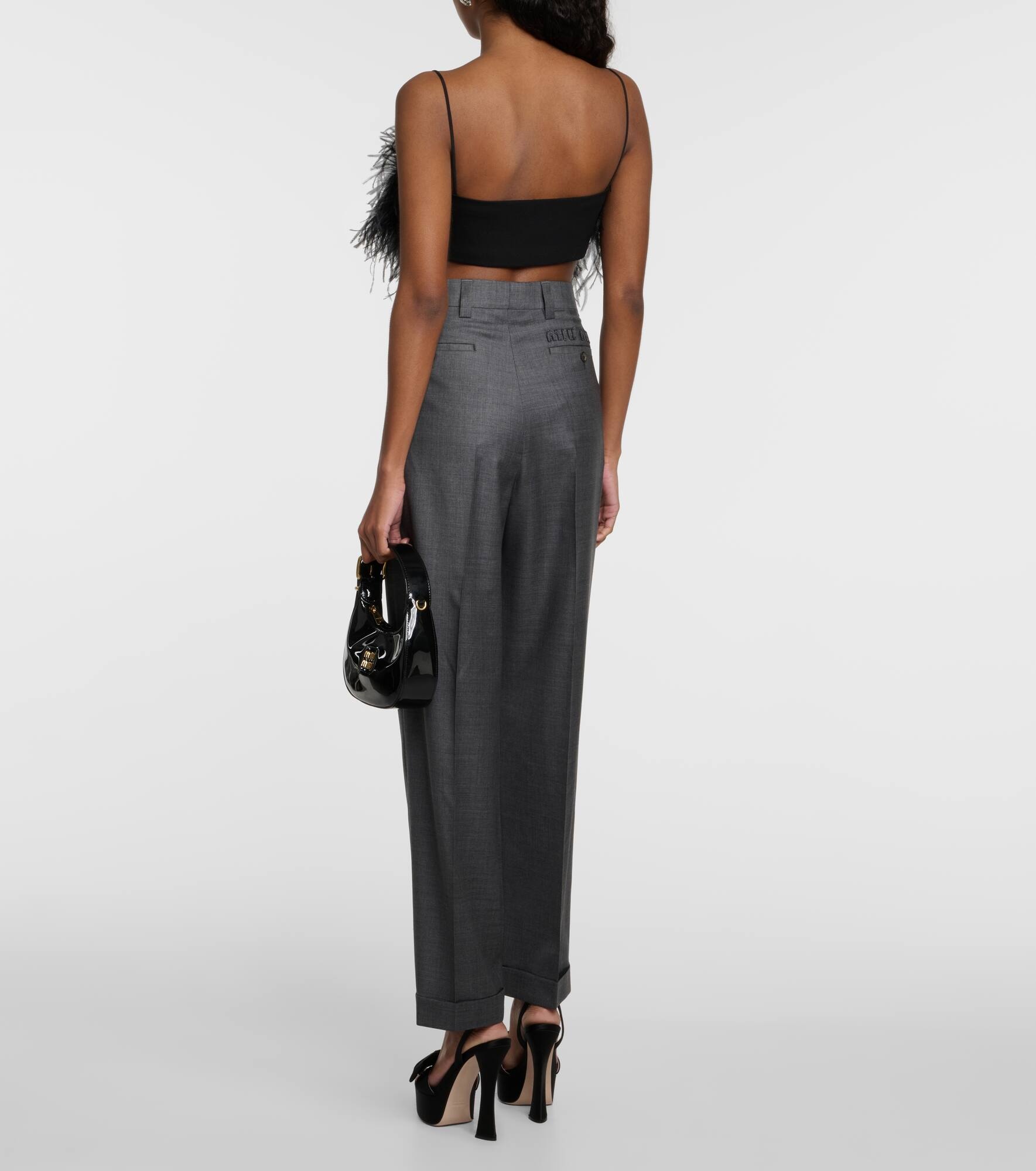 Low-rise wool straight pants - 3