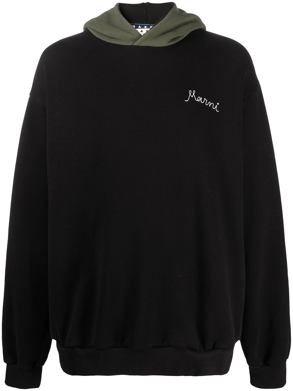 embroidered-logo contrast hoodie - 1