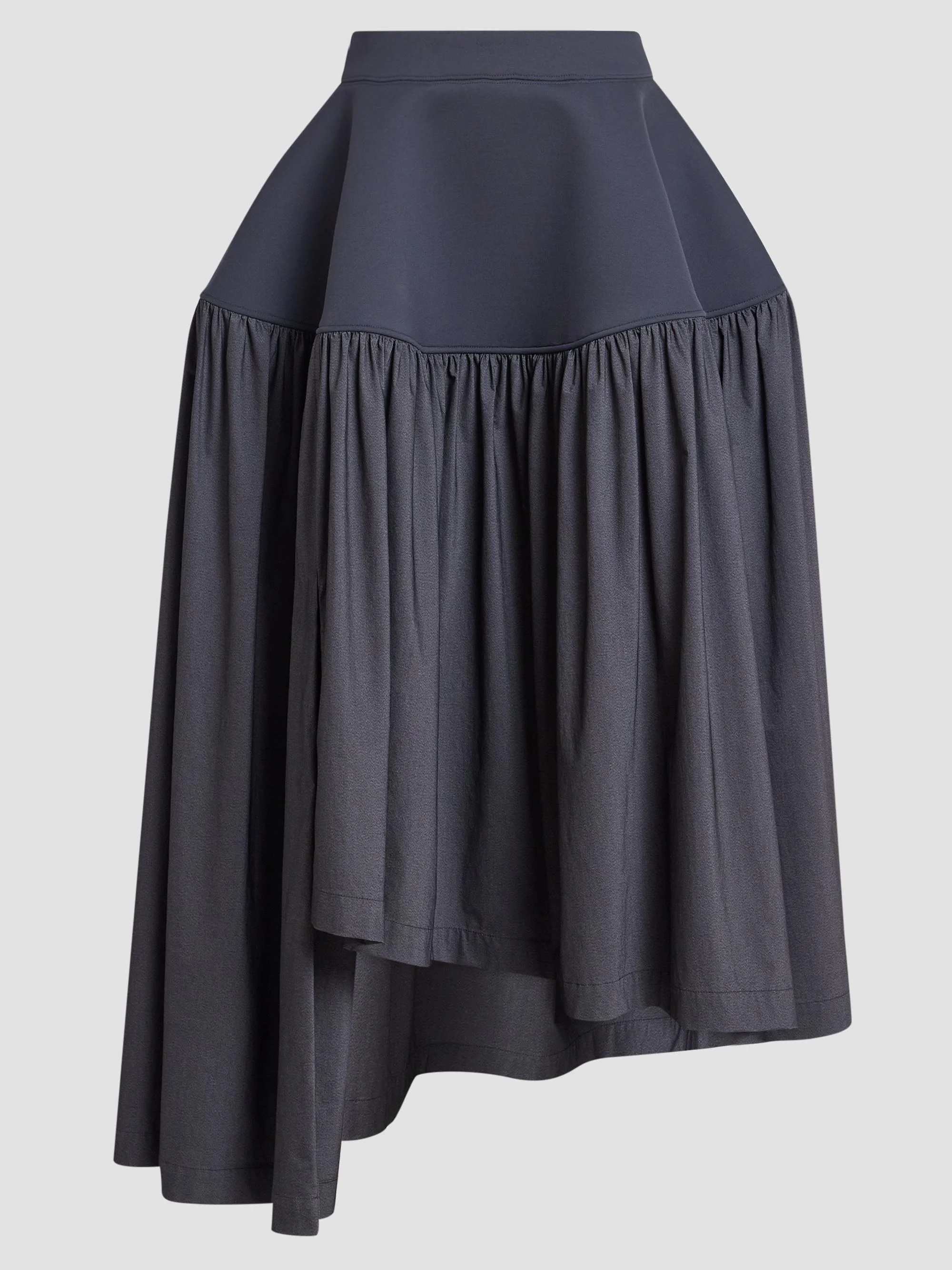 Women's Mute Mixed-Media Pleated High-Low Skirt - Charcoal - 1