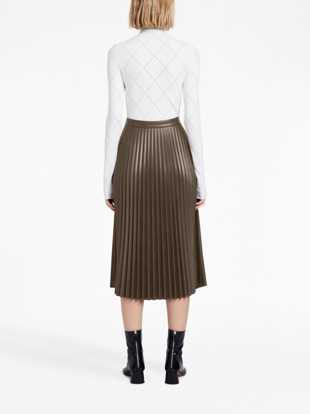 faux-leather pleated midi skirt - 4