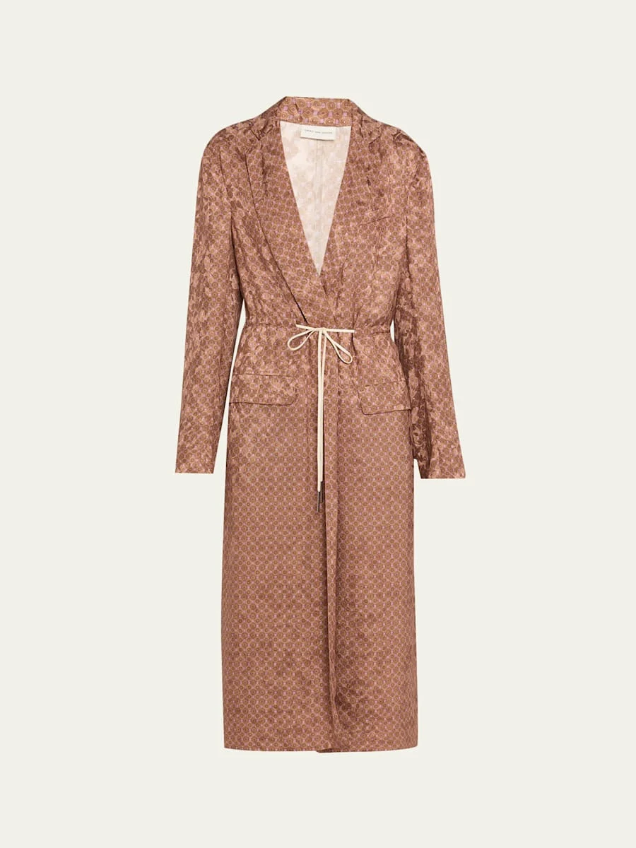 Rastino Printed Satin Tie Coat - 1