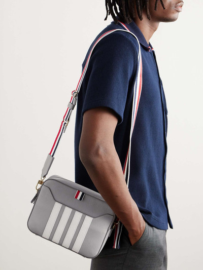 Thom Browne Small Striped Pebble-Grain Leather Messenger Bag outlook