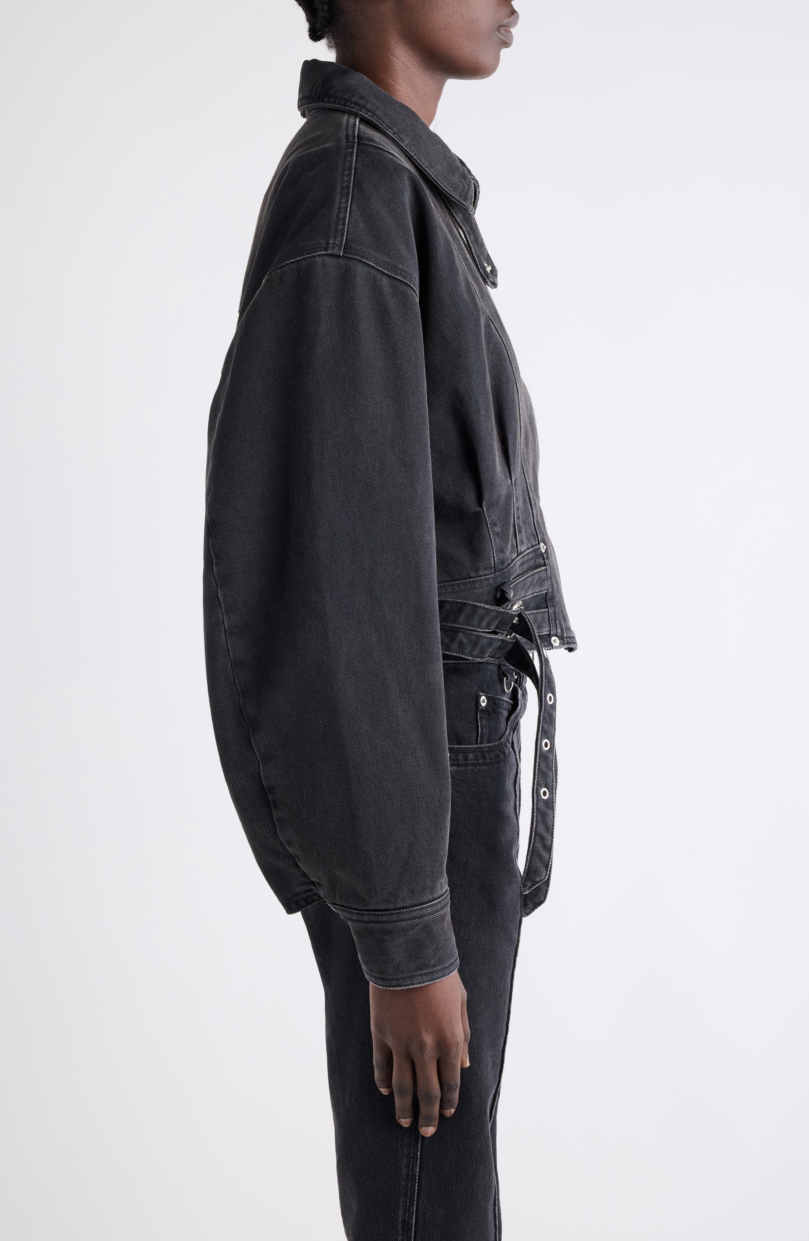 Isabel Marant Santa Crop Denim Jacket in Black at Nordstrom - 4