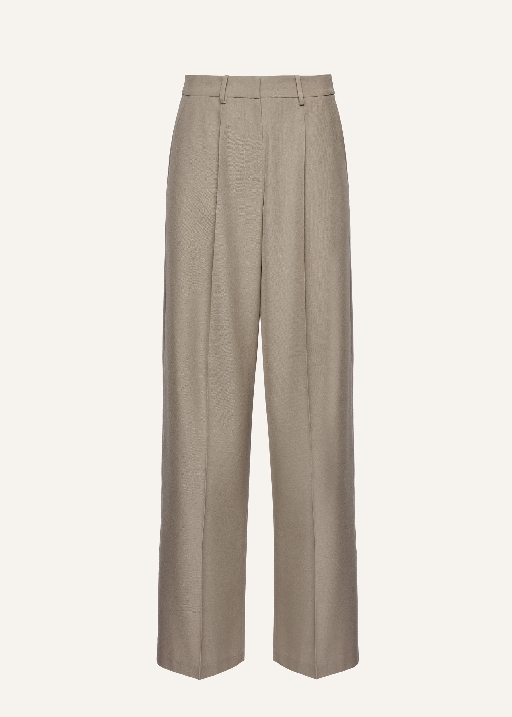 Relaxed silk trousers in khaki - 1