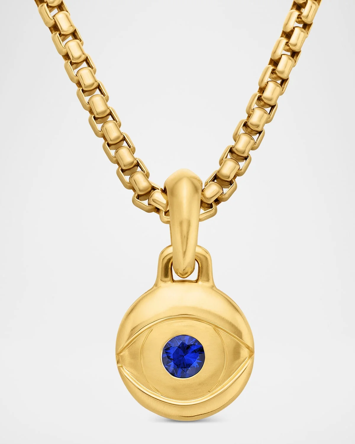 Men's Evil Eye Pendant with Gemstone in 18K Gold, 14.5mm - 1