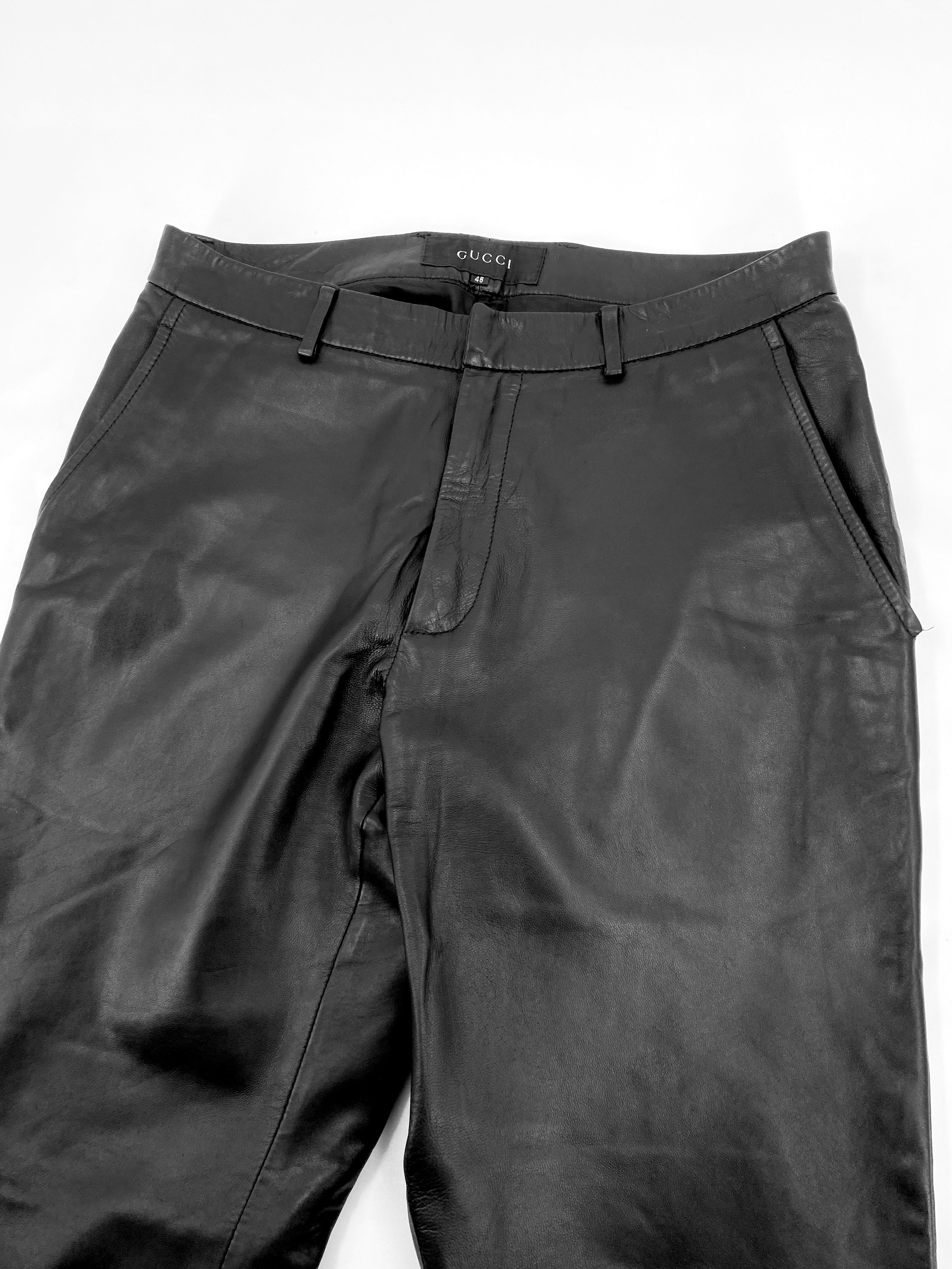 Gucci Tom Ford Men’s Lambskin Leather Trousers Pants 46 - 7