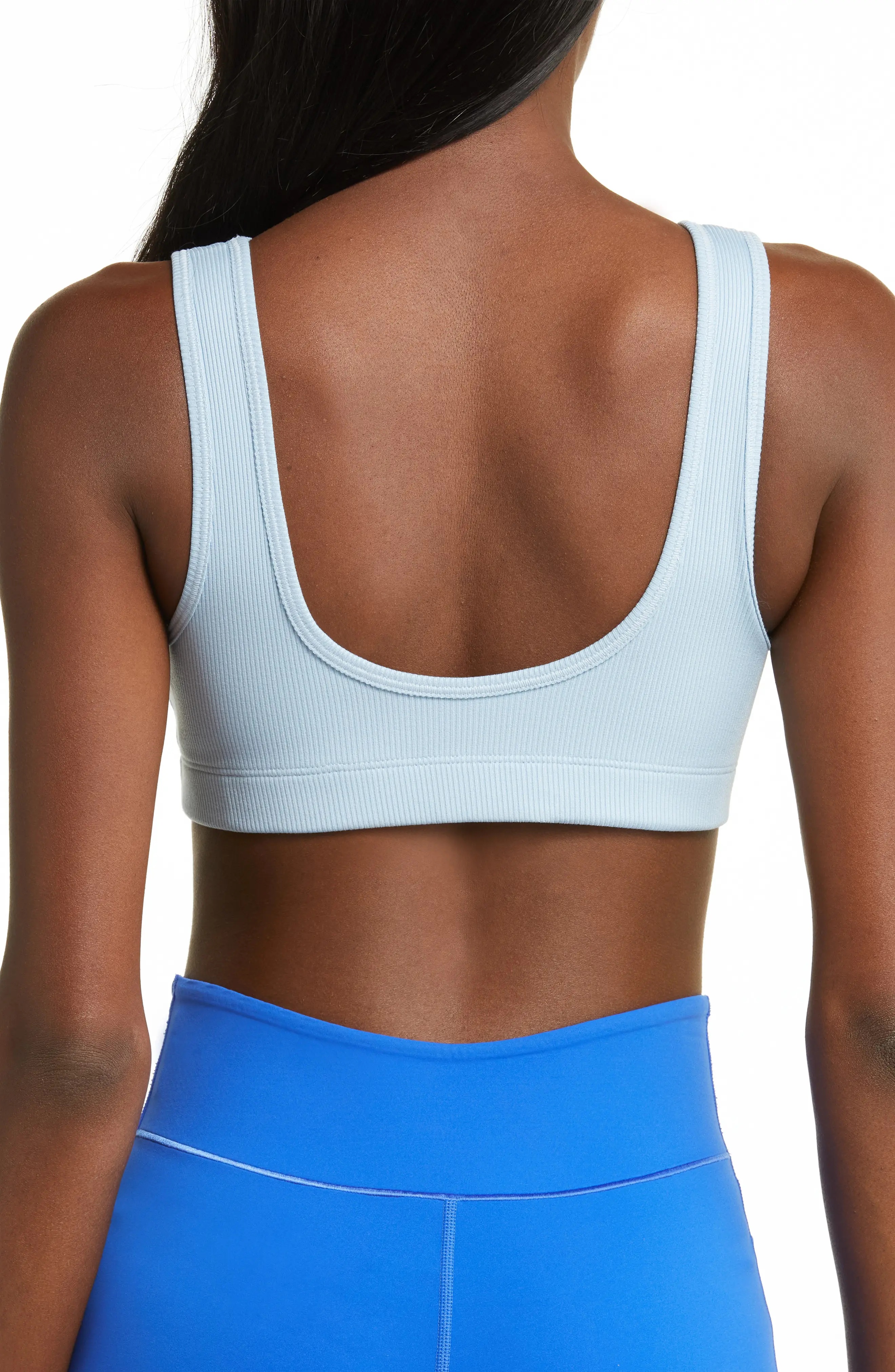 Alate All U Rib Sports Bra in Lt Armory Blue/White - 2