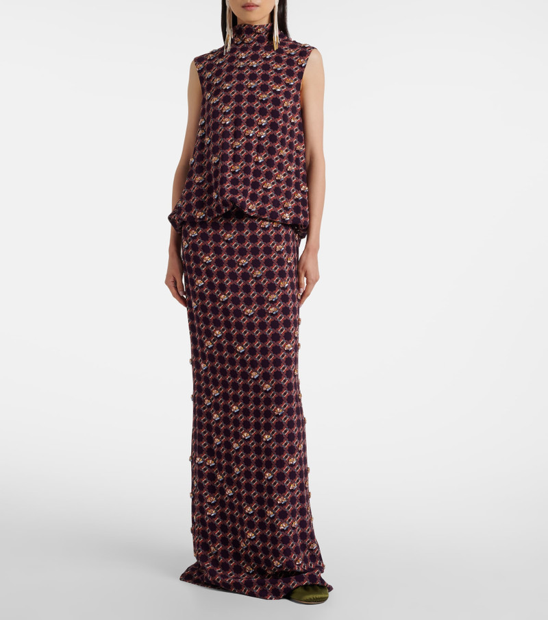 Dries Van Noten Embellished printed crêpe gown outlook