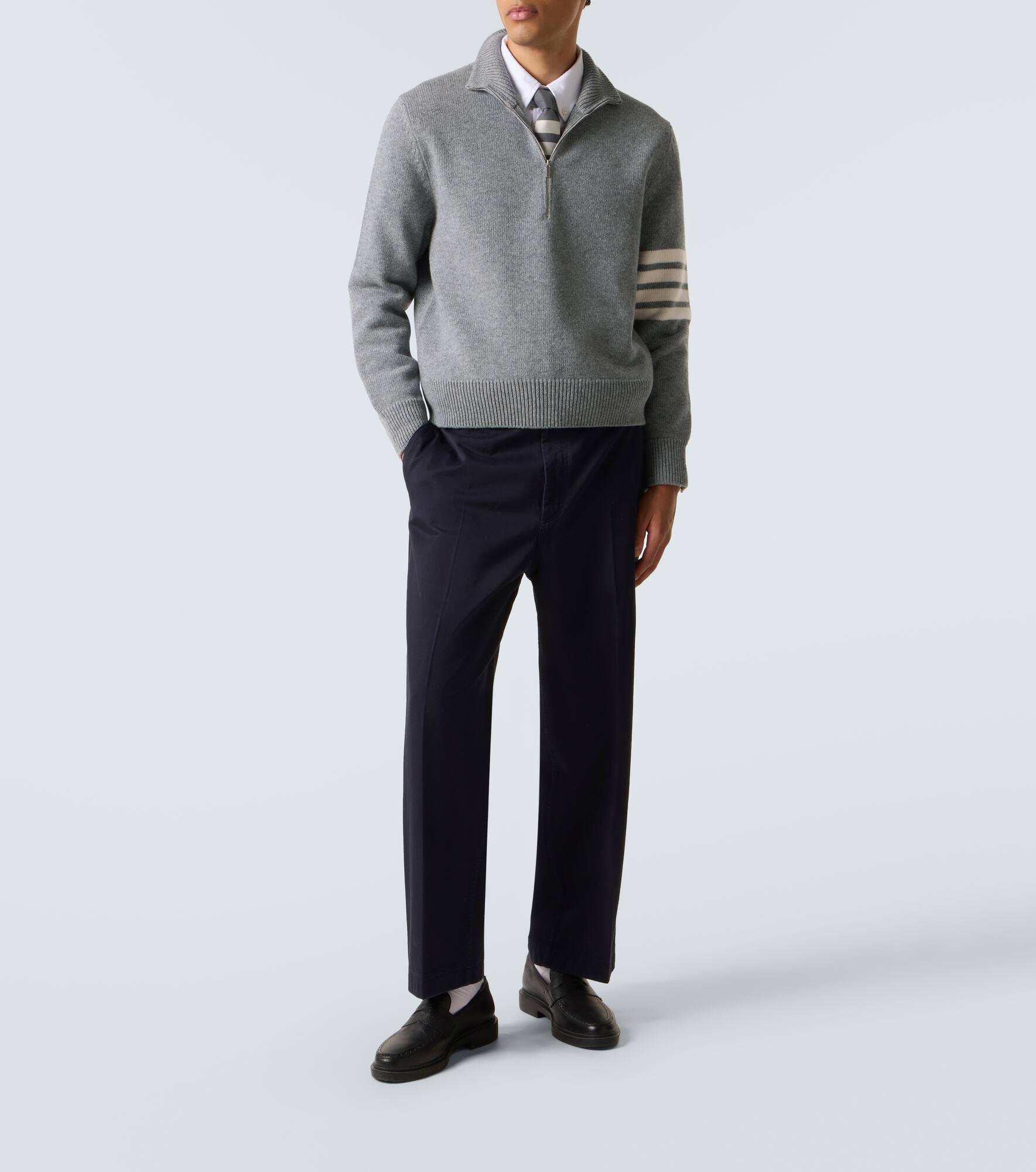 4-Bar virgin wool half-zip sweater - 2