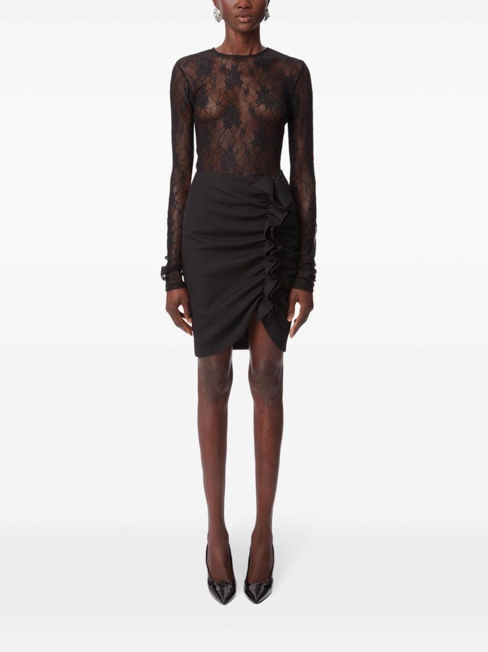floral-lace open-back top - 2