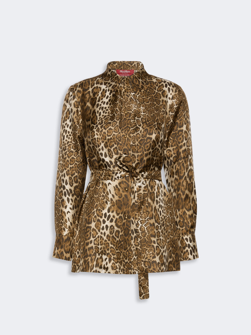 AFFARI Printed silk twill shirt - BROWN 1