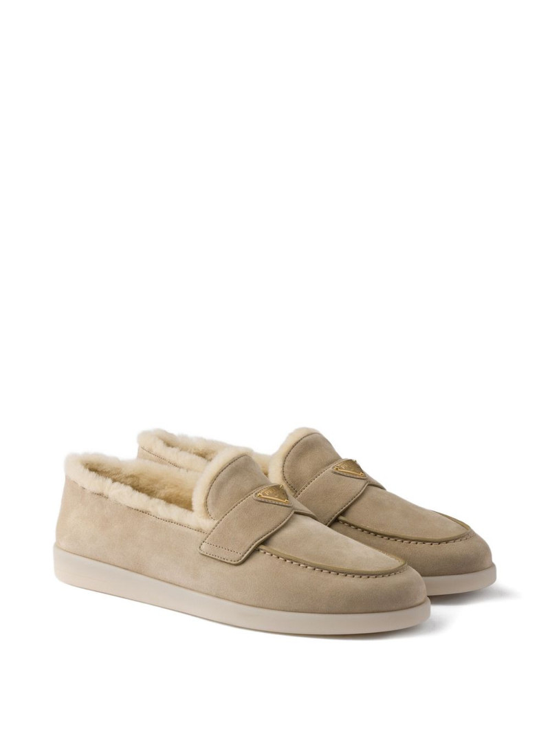 Prada suede shearling loafers outlook