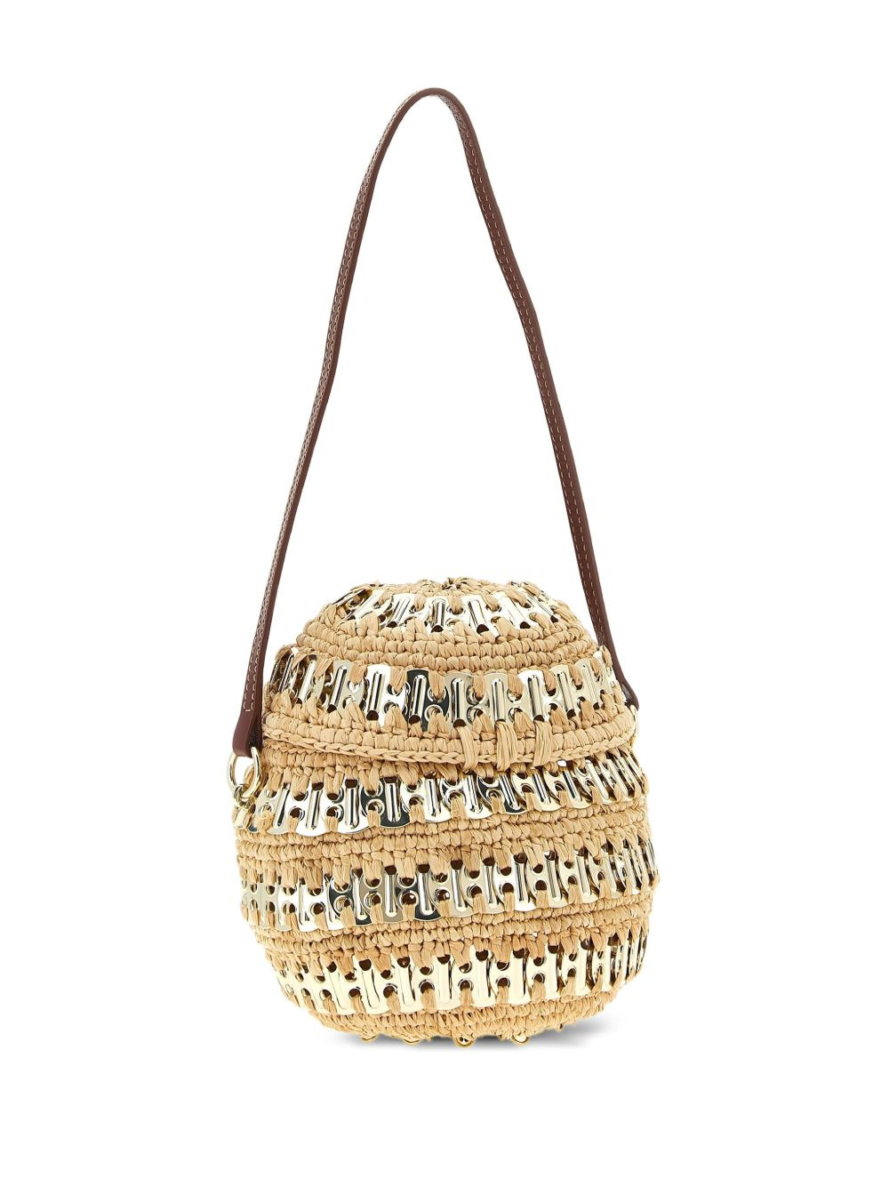 1969 metal-disc raffia ball handbag - 2