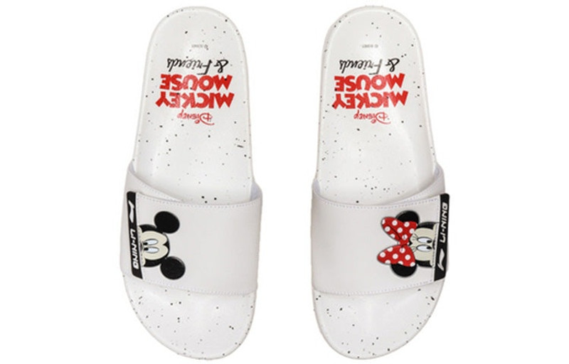 Li-Ning Li-Ning Sports Fashion Series Disney Mickey Crossover Lightweight Stylish White Slippers AGAQ024-1 outlook