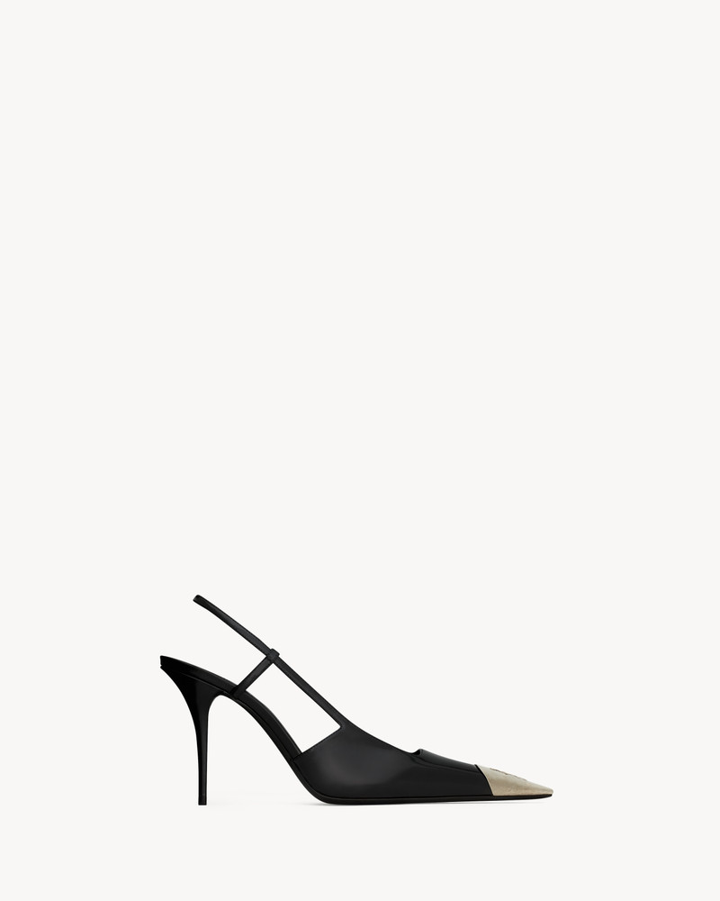 JEANNE SLINGBACK PUMPS IN GLAZED LEATHER - 1