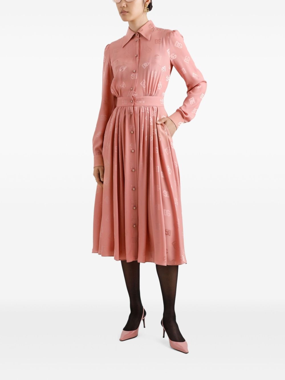 monogram-jacquard midi dress - 2