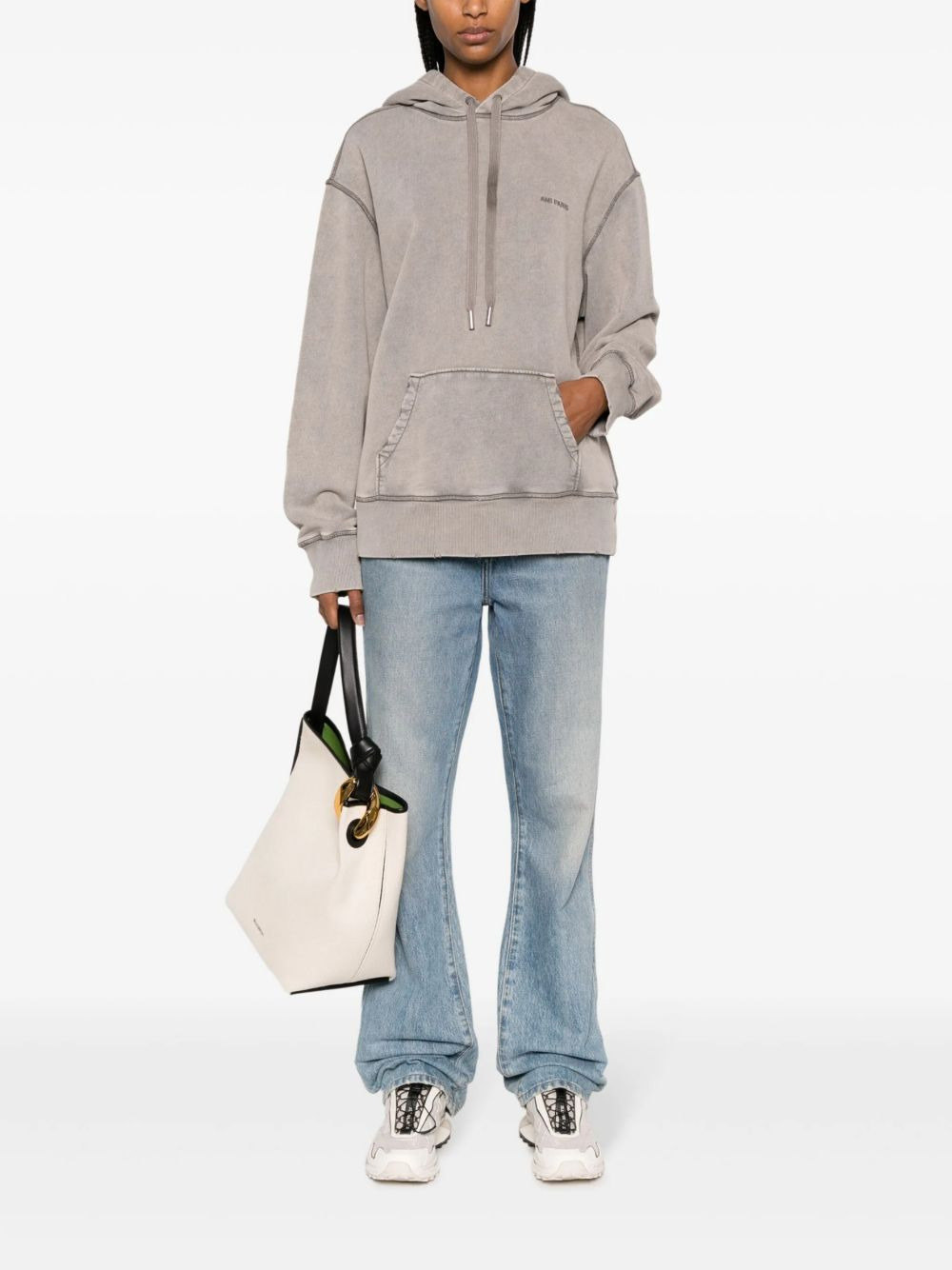 logo-embroidered cotton hoodie - 3