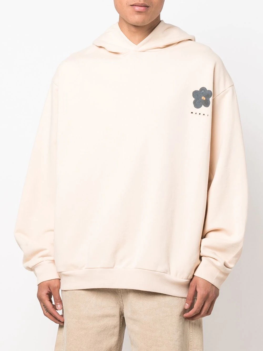 floral-print organic cotton hoodie - 3