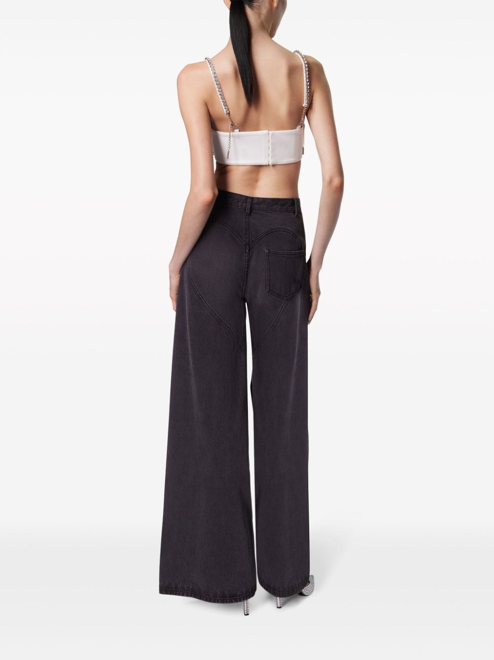 crystal-embellished high-rise wide-leg jeans - 5