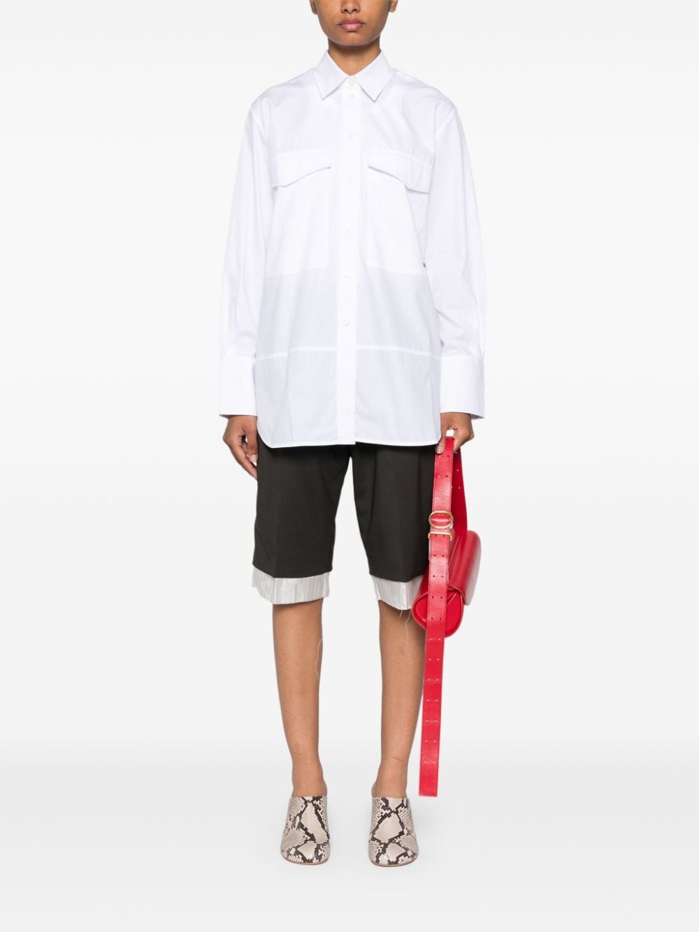 logo-embroidered cotton shirt - 2