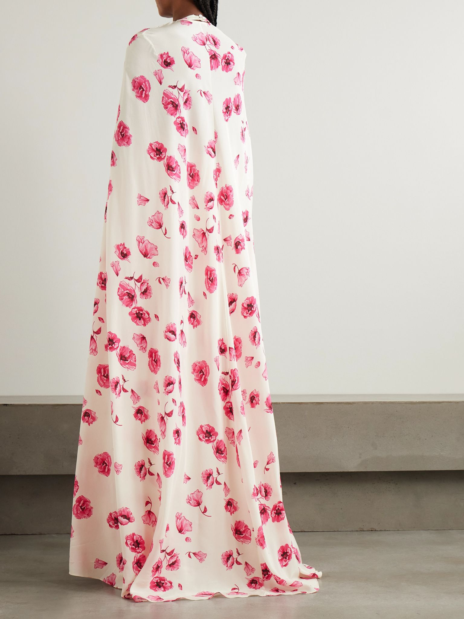 Clarette floral-print silk crepe de chine cape White - 3