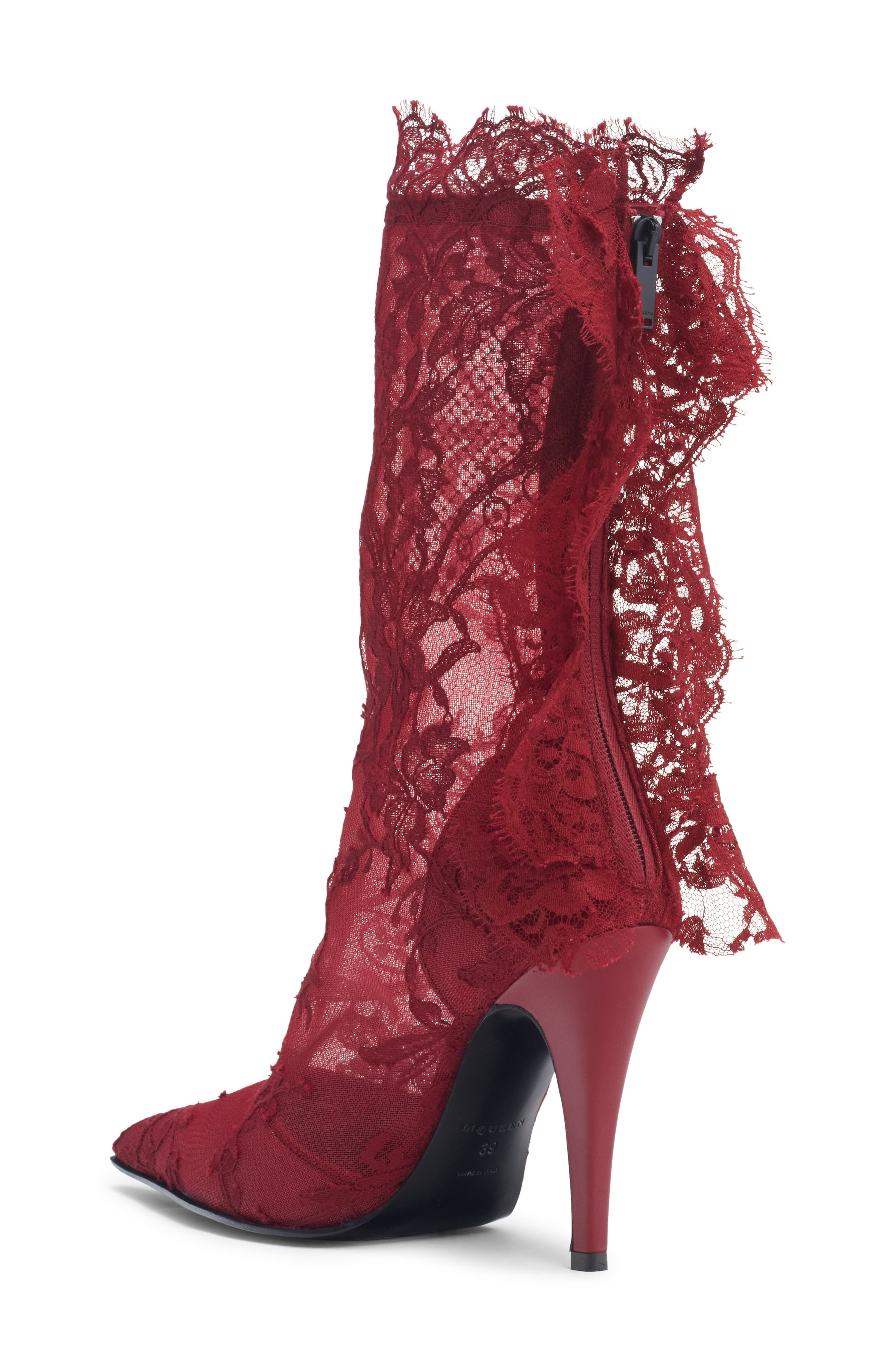 McQueen Pointed Toe Lace Boot in Crimson at Nordstrom - 2