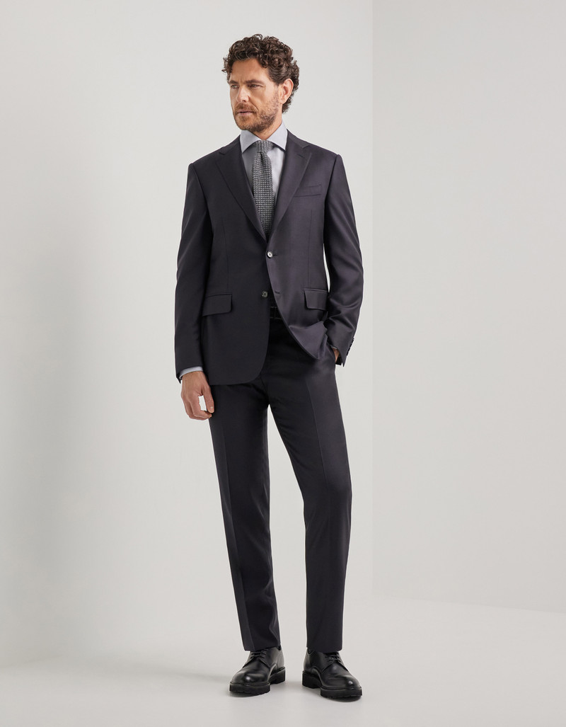 LIGHT BLUE DENIM-EFFECT WOOL REGULAR-FIT SUIT 27