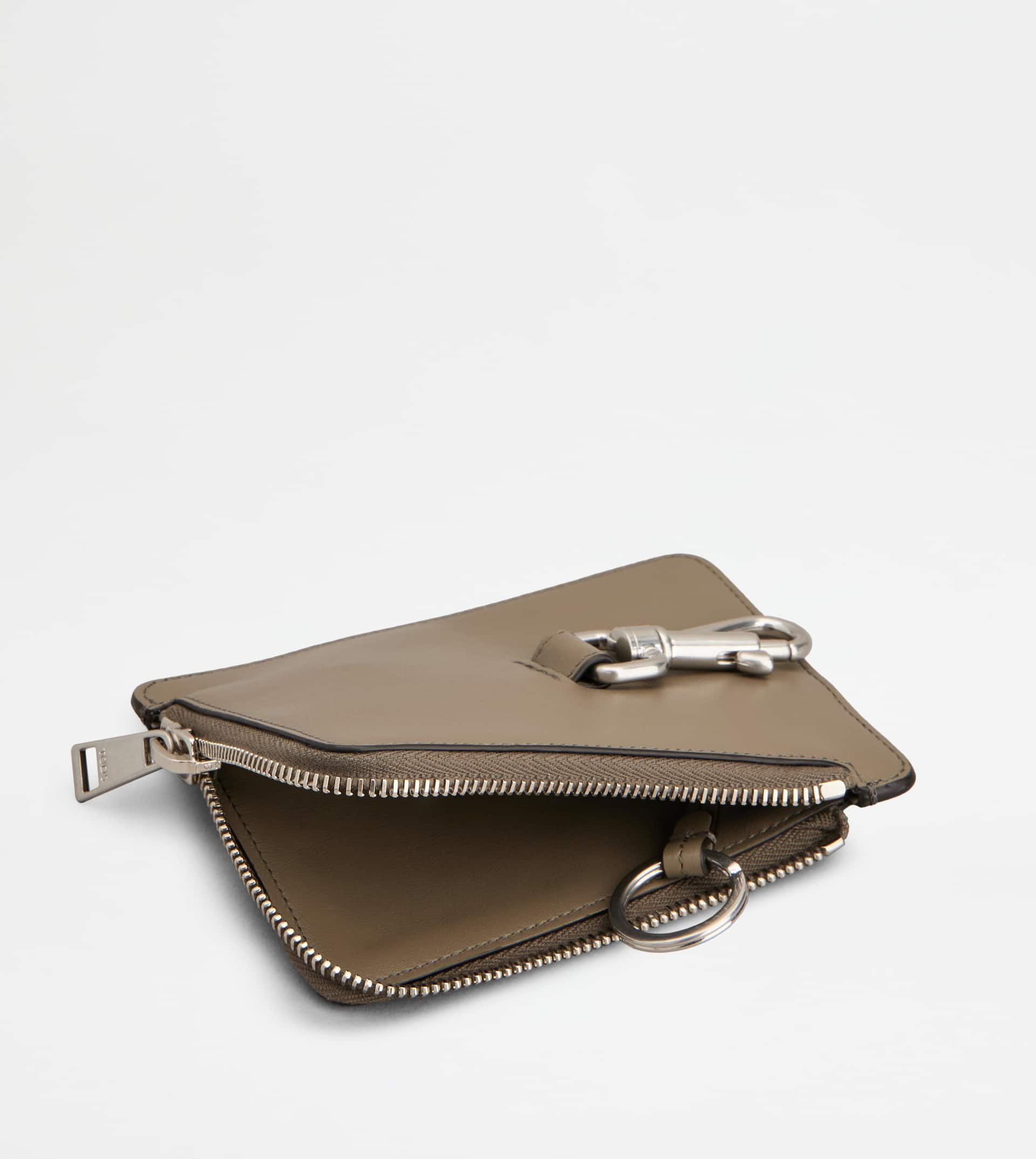 POUCH IN LEATHER SMALL - GREY - 3