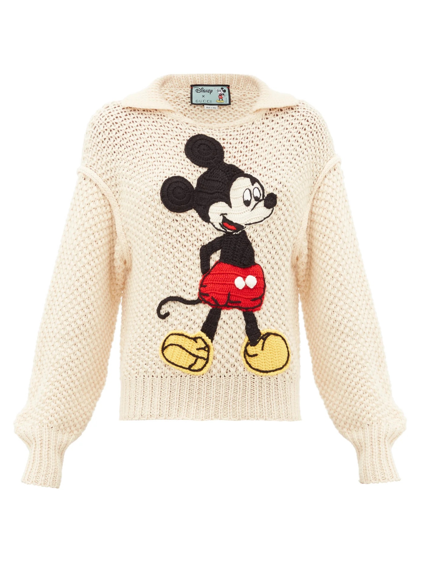 Mickey Mouse crochet-appliqué wool sweater - 1