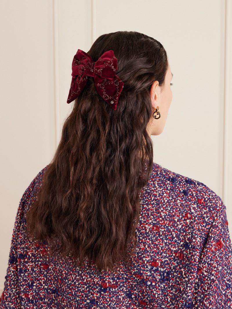 GUCCI Crystal-embellished Cotton-blend Velvet Hair Clip outlook