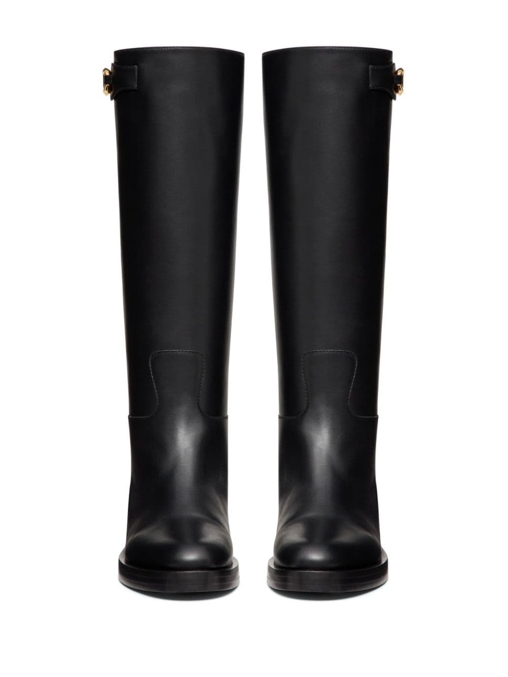 VLogo leather knee boots - 4