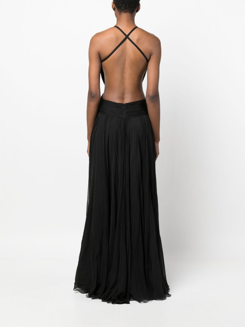 draped backless silk dress - 4