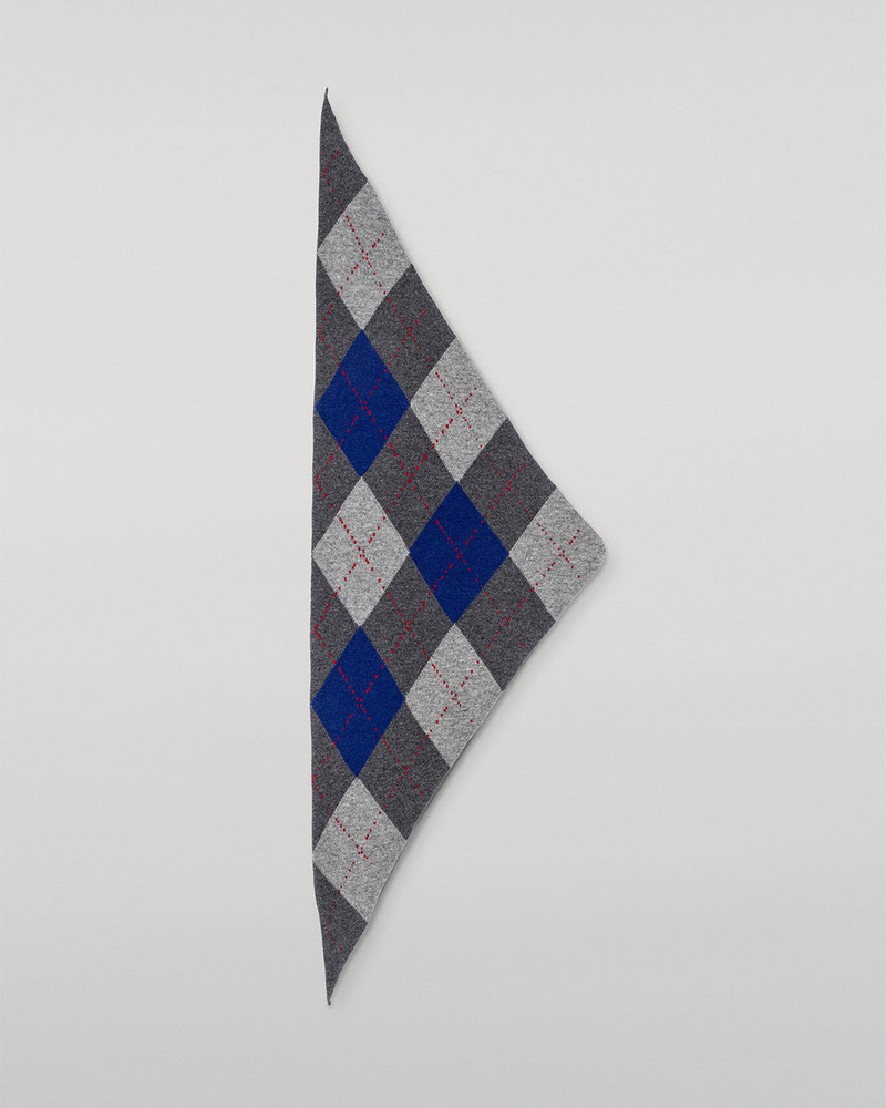Clan Mid Grey Argyle Cashmere Bandana 4
