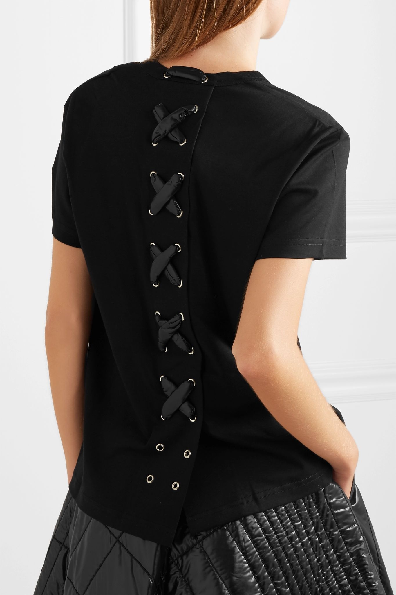 + 6 Noir Kei Ninomiya lace-up cotton-jersey T-shirt - 4