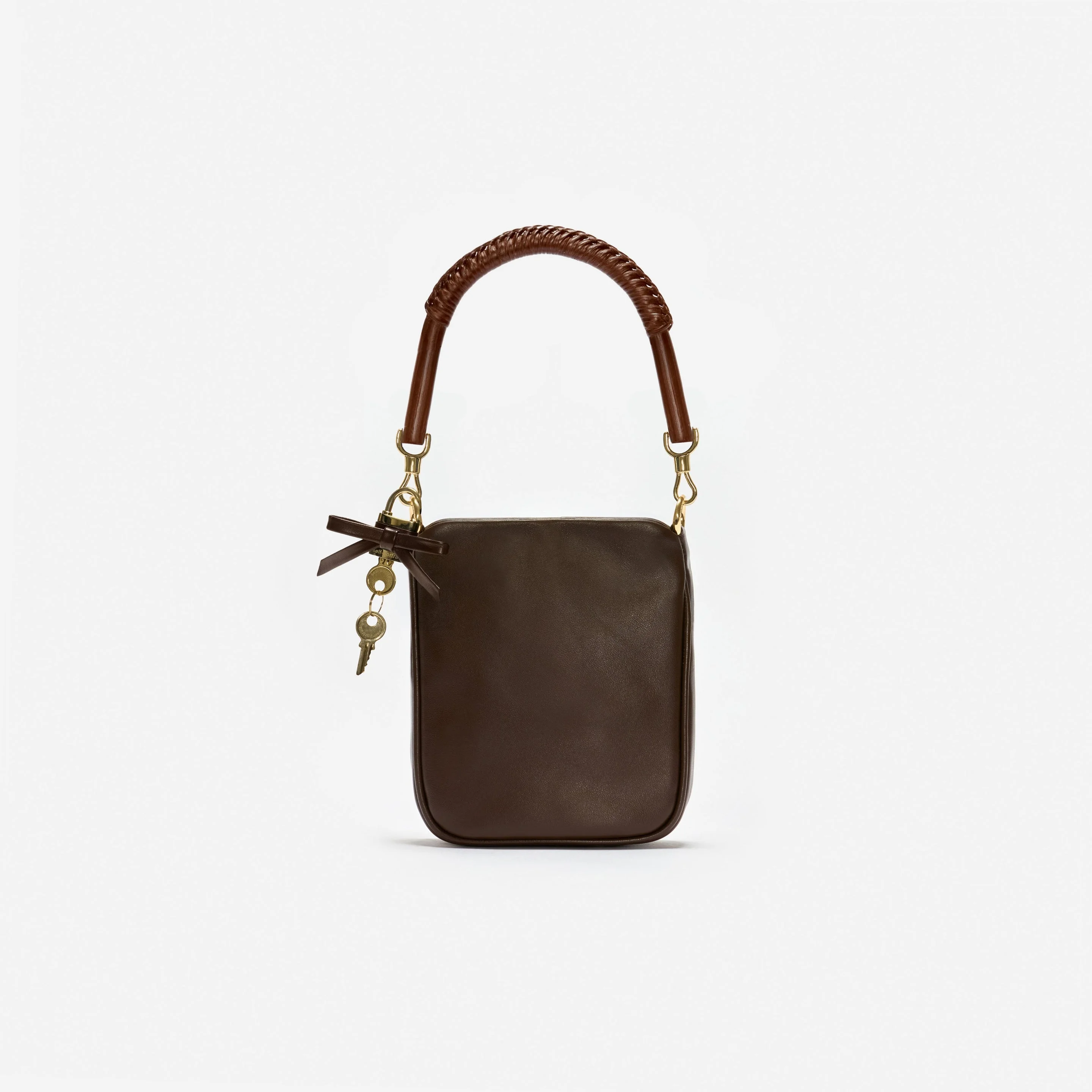 Brown Leather Mini Tote Bag - 1