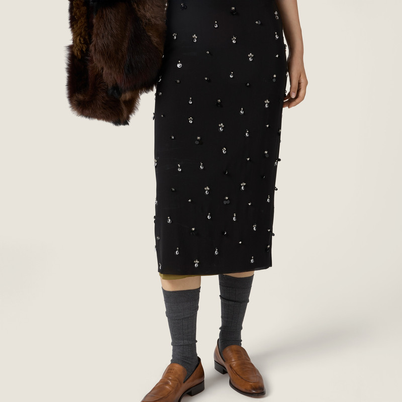 Embroidered stretch georgette dress 5