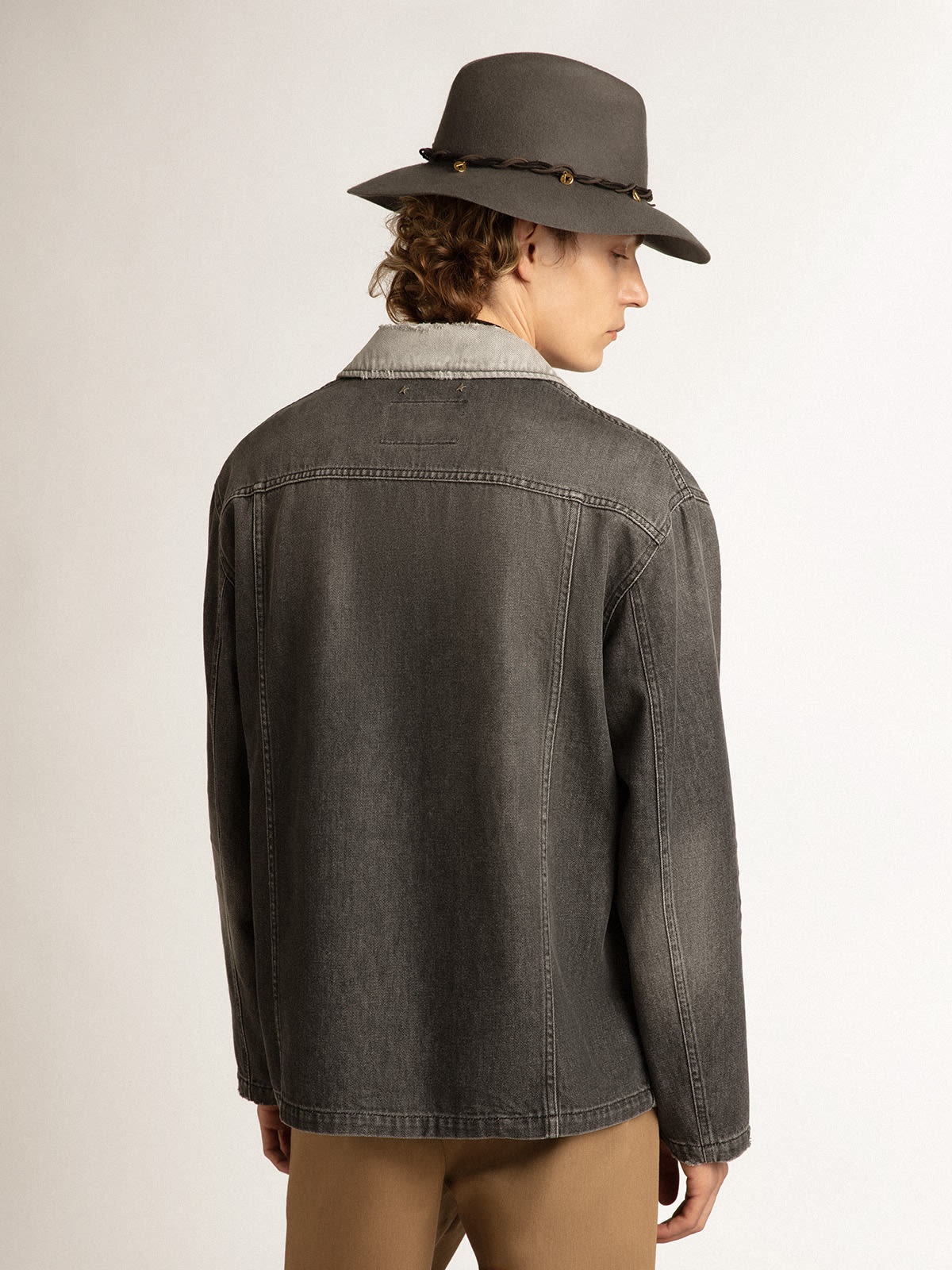 Black denim shirt with patches - 4