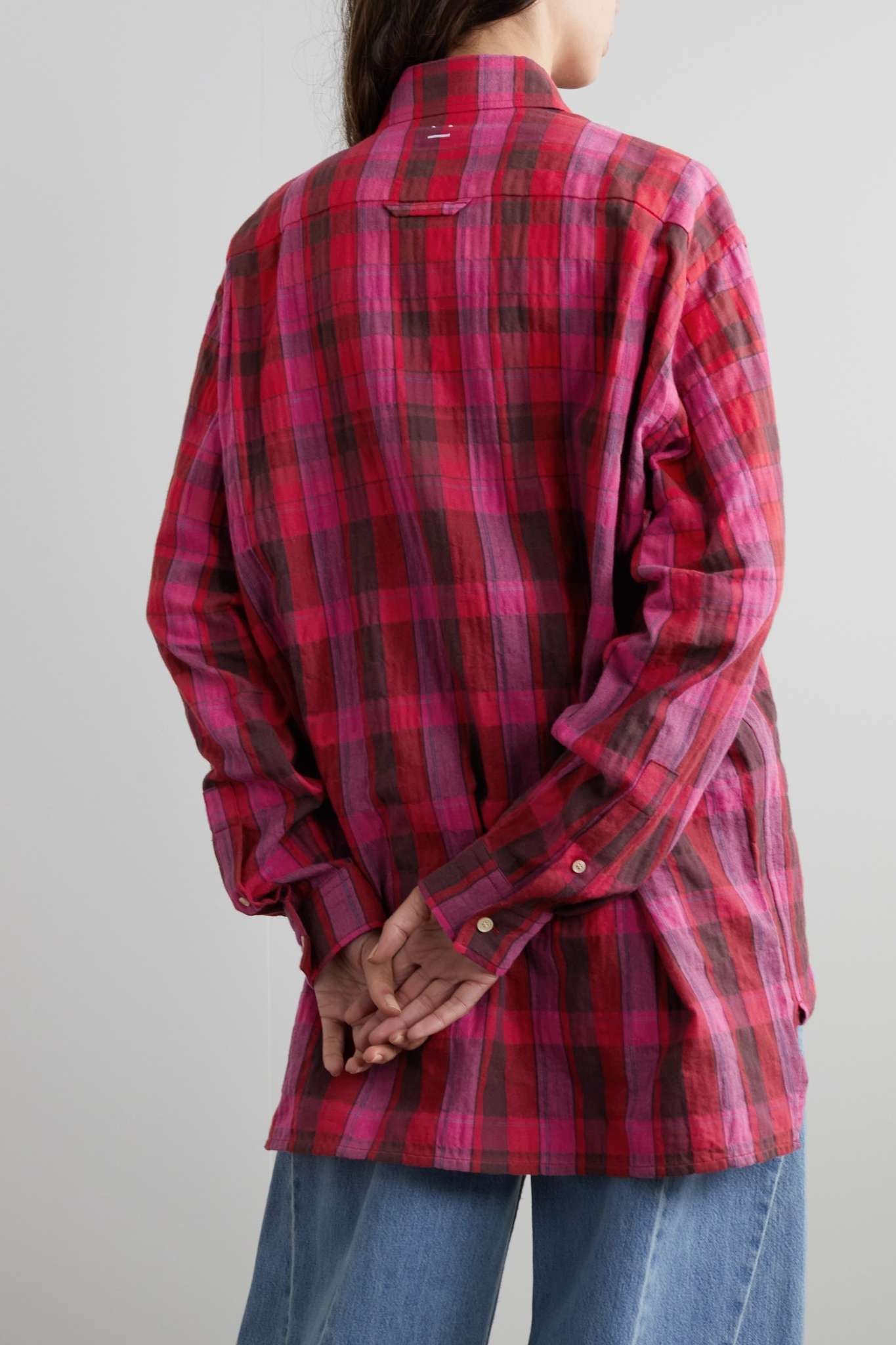 Oversized checked organic cotton-flannel shirt - 3